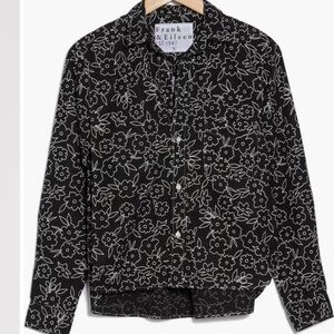 NWOT Frank & Eileen Silvio Crisp Cotton Black White Floral Button-Up Shirt - S